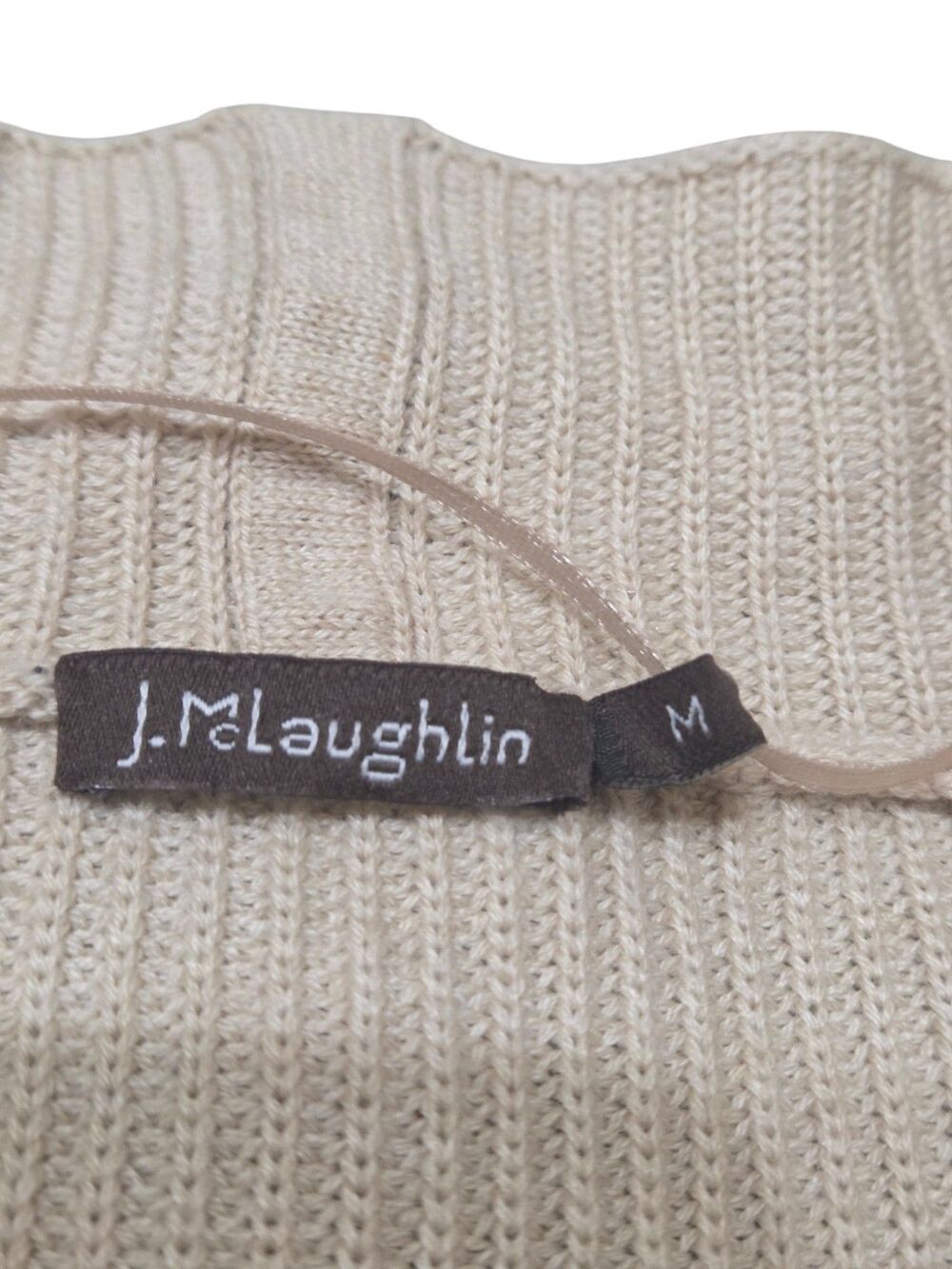 J. McLaughlin Open Front Waterfall Cardigan Pockets Tan M 5% Cashmere U5 - Picture 4 of 11